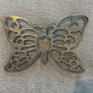 Vintage Leonard Silverplate Butterfly Trivet Silver Plate Wall Decor Italy 11.5"